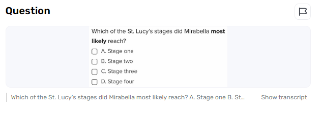 What Evidence Suggests Mirabella’s Progression Through the St. Lucy’s Stages?